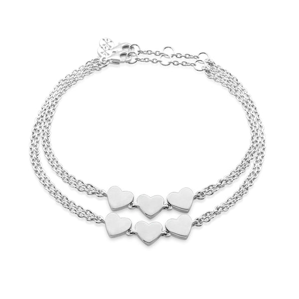 MOTHER AND DAUGHTER MATCHING BRACELETS - MINI & ME THREE HEARTS - SET OF 2 MATCHING BRACELETS WITH 3 HEART DETAIL - BUY ONLINE