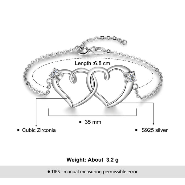 Adjustable Intertwined Heart Bracelet for Women