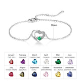 Personalized Engraved Name Bracelets Heart Birthstone Chain Bracelet