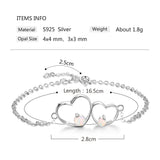 White Opal Bracelets for Women Double Heart Bracelets
