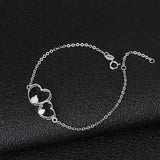 White Opal Bracelets for Women Double Heart Bracelets