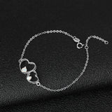 White Opal Bracelets for Women Double Heart Bracelets