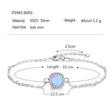 Square Created Blue Opal Bracelets with Cubic Zirconia