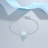 Square Created Blue Opal Bracelets with Cubic Zirconia